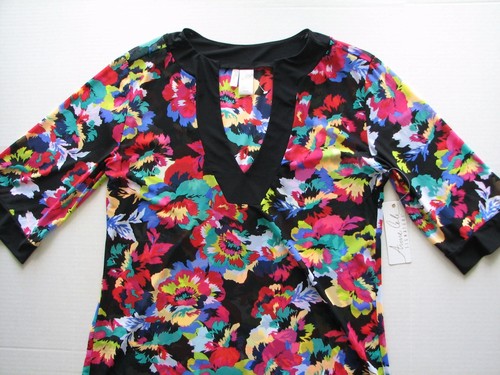 Anne Cole HIBISCUS Floral Beach Dress Swim Suit Cover Up Tunic S/M - 第 1/4 張圖片