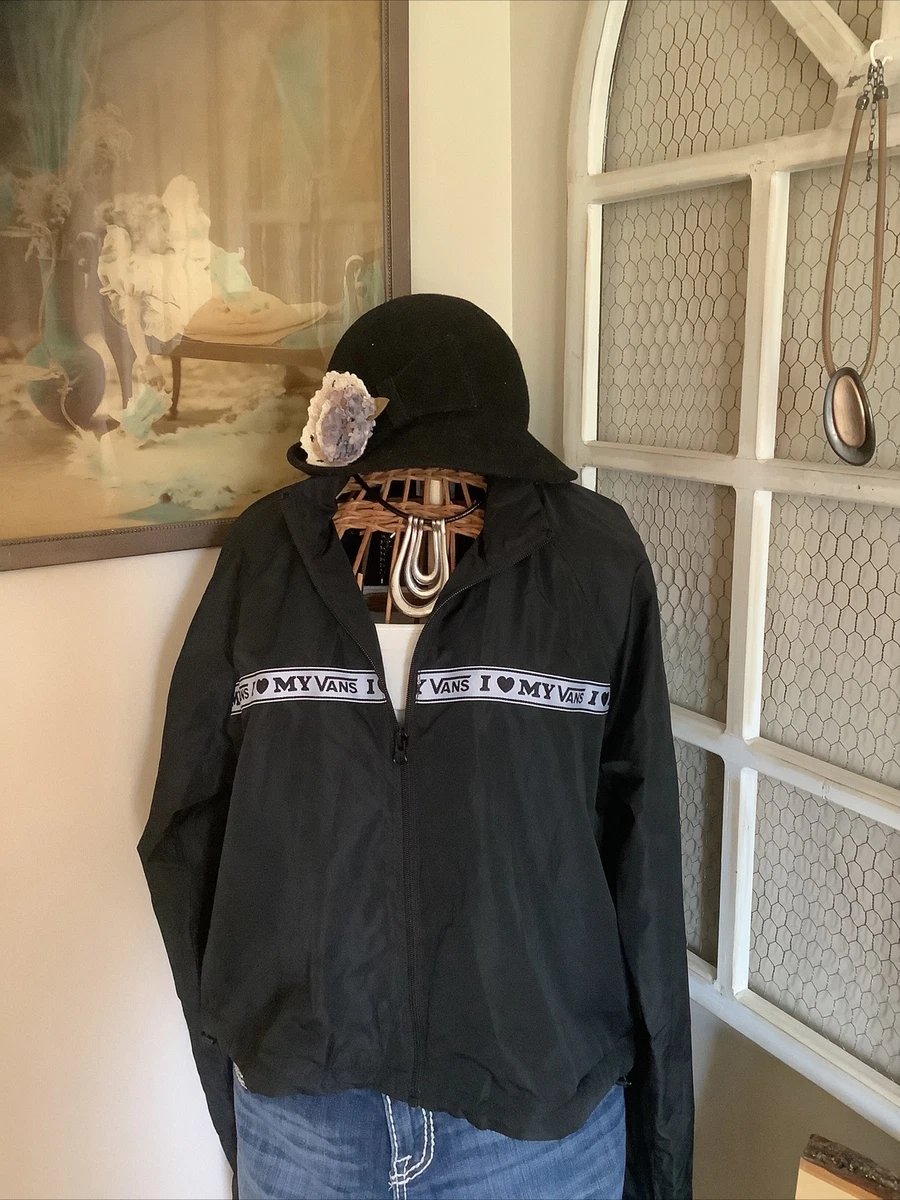 Vans Women Jacket Medium Black Cropped I Love My Vans Full Zip