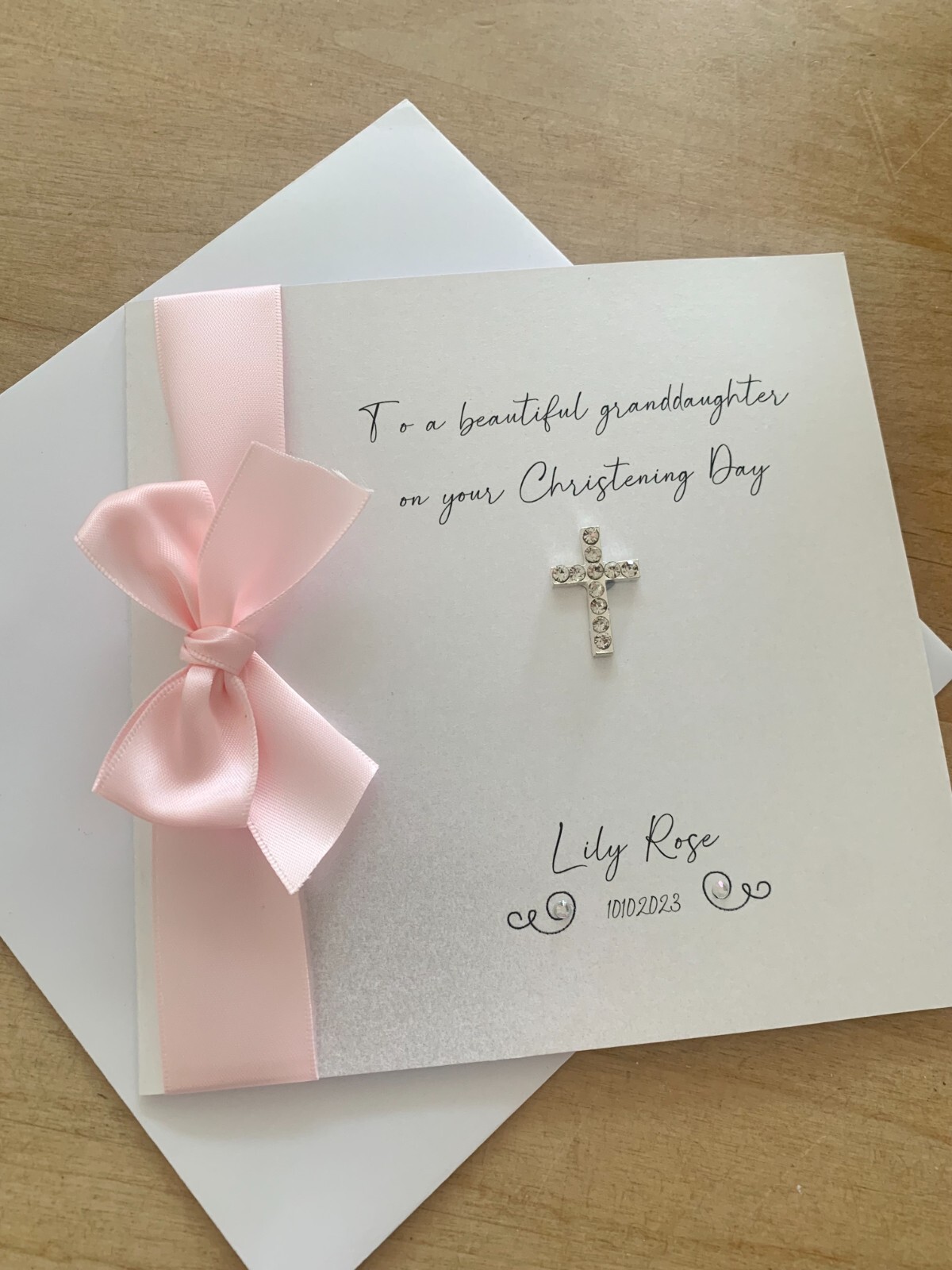 PERSONALISIERTE Taufe/Taufe/Namenstag handgefertigte Karte Diamantkreuz