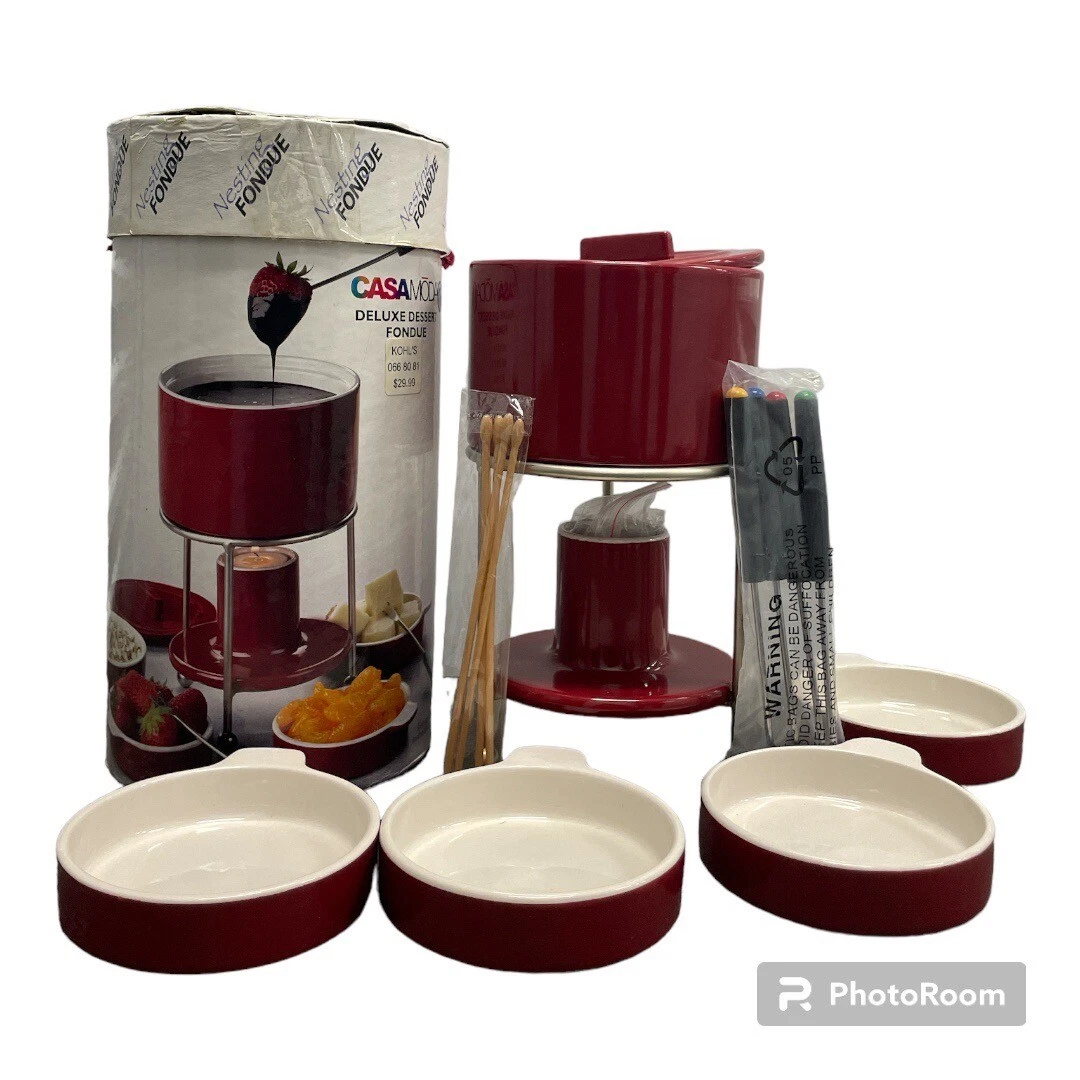 Roshco Red Deluxe Dessert Fondue Nesting Fondue Set