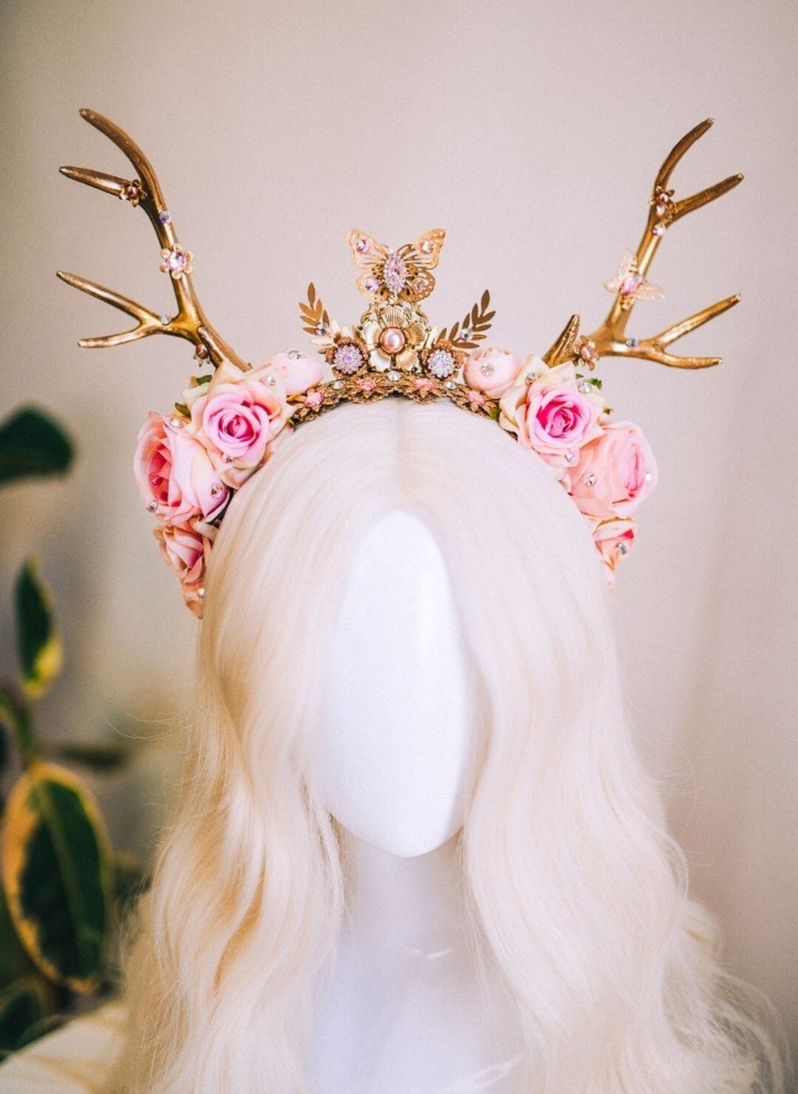 pink and gold headpiece