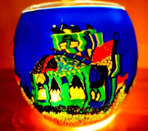 Leuchtglas Windlicht Hundertwasser Stil  Glas Teelicht Votivglas  Neu - Bild 1 von 3