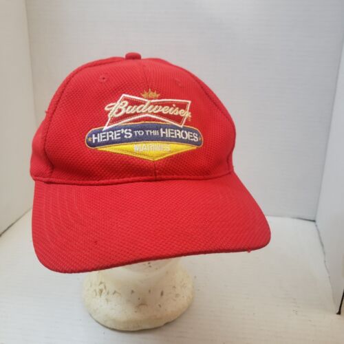 Budweiser Here’s To The Heroes Adjustable Red Baseball Cap Hat - Patriotic