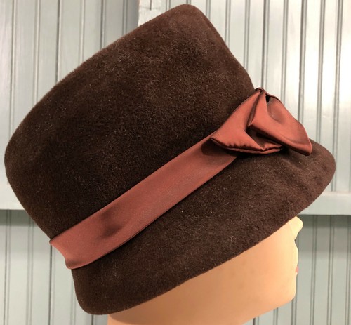 Womens VTG Velvet Union Made In USA Italian Dress Church 55cm Bucket Hat Cap - Picture 6 of 9