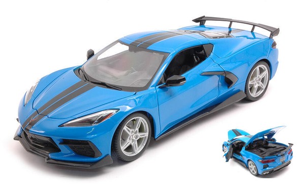 Maisto 1/18 Chevrolet Corvette Stingray 2020 Blau Statisches Modell Diecast-image