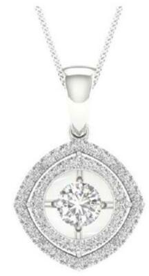 ESTATE .25CT DIAMOND 14KT WHITE GOLD 3D DOUBLE HALO SOLITAIRE FLOATING PENDANT