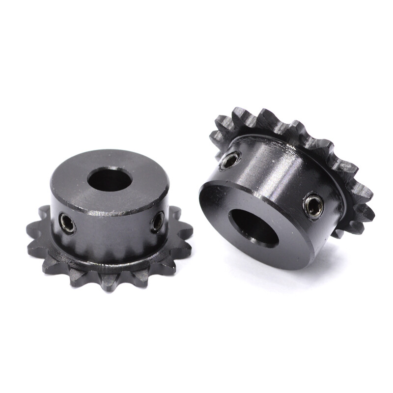 Black 45# Steel Roller Chain Drive Sprocket Gear 1/4 inch 9-14 Teeth with Steps