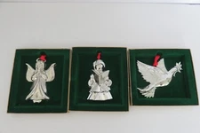 Christmas Ornaments Silvertone Dove; Choir Boy; Girl Angel by Gloria Duchin NIB