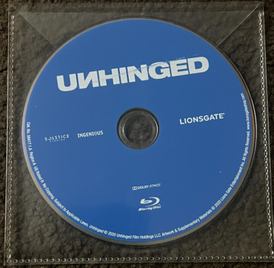 NEU UNHINGED (2020) - Blu-ray Disc Nur In Klarem Plastikumschlag / Kein Etui