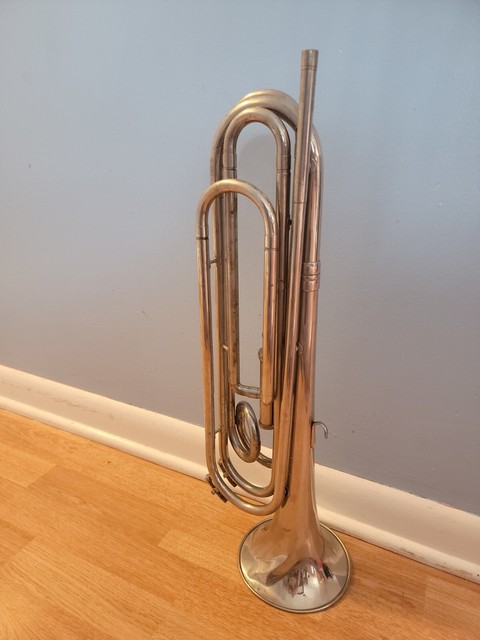 Pre-owned Vintage Concord Chrome Silver Single Valve Bugle CN9182 Pre-owned Vintage Concord Chrome Silver Single Valve Bugle CN9182