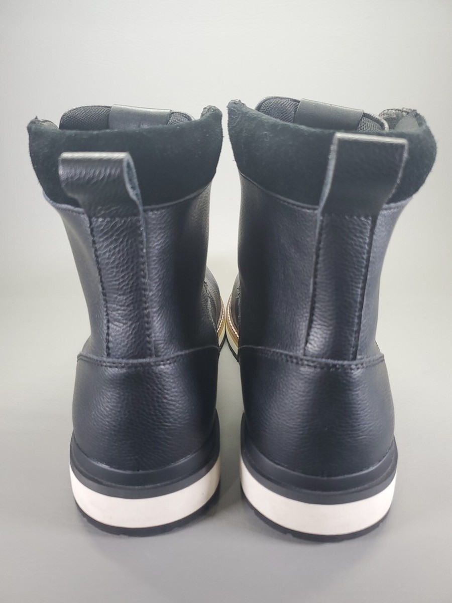 Express Mens Black Pebbled Leather Lace Up Ankle Boots Size  display picture 2