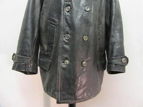 VINTAGE WW2 GERMAN LEATHER KREIGSMARINE HALF BELT JACKET SIZE L - Picture 4 of 21