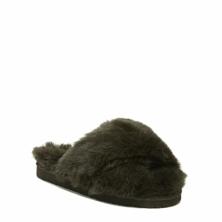 Sam Edelman Jeane Slipper Women's Brown Faux Fur Comfort Slip-On Slide  KHD754