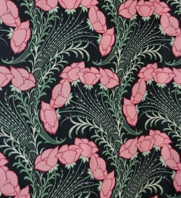 Poppies Floral Fabric ART NOUVEAU Pink TIMELESS TREAS Quilters Cotton BYTHE YARD