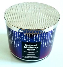 BATH BODY WORKS SUGARED BLUEBERRY DONUT 3 WICK CANDLE LG 14.5 OZ 2019 EDT