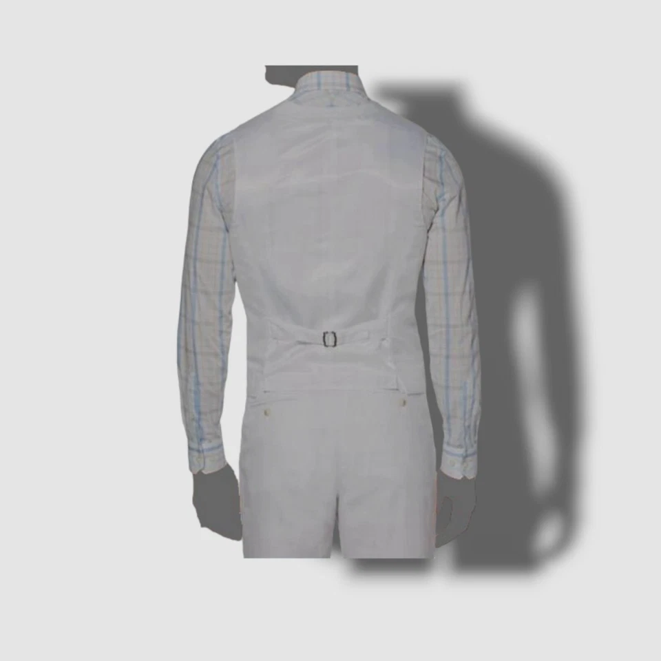 $79 Perry Ellis Portfolio Men's White Fit Solid Linen Suit Vest Waistcoat Size S - Image 2 of 2