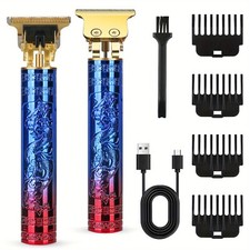 Men's Hair  Beard Trimmer - Cordless Pro Clippers with 4 Guide Combs Kit