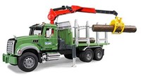 Bruder 02824 - Mack Granite Holztransport-Lkw Mit Ladekran, Greifer Und 3 Baumst