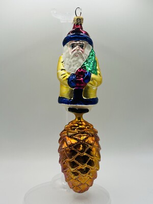 1993 Christopher Radko   Bavarian Santa On Pine Cone Drop 
