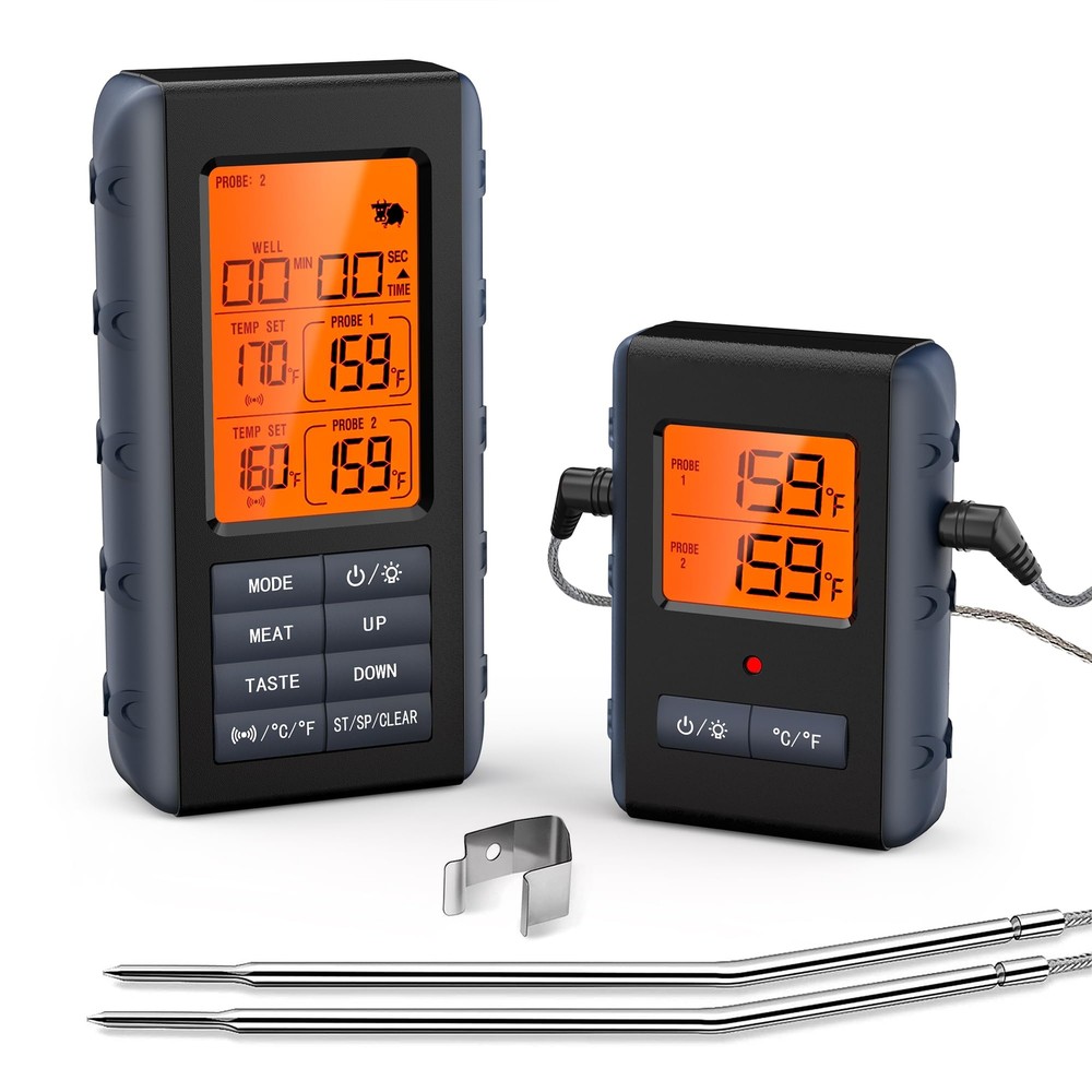 Remote Meat Thermometer Wireless, Wireless Meat Thermometer for Grilling and ...