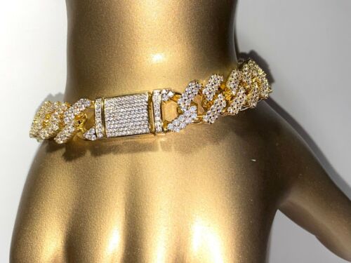 Ice Out 12MM Miami Cuban Link Bracelet 14k Gold Finish Bling Bust Down - Picture 4 of 10