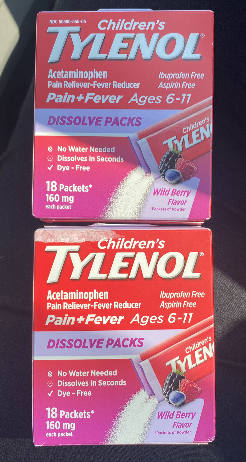 2X Tylenol Children's Dissolve Powder 18 Packs Each Ages 611 10/2024