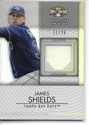 2012 Topps Triple Threads James Shields *Game Used* Raw 11/36 Tampa Bay Rays