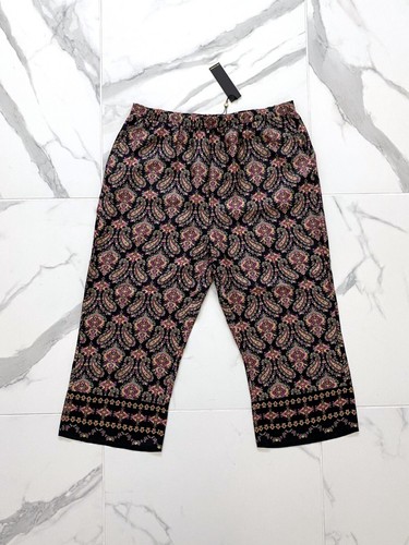 NWT! KOBI HALPERIN Plus Size XXL Floral Paisley 100% Silk HEDDIE Pants Pull-On - 第 1/9 張圖片