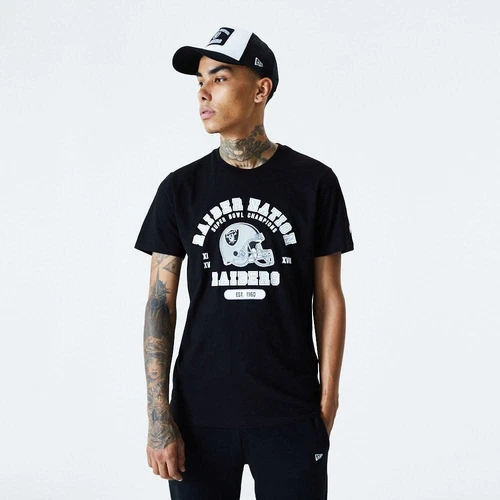 New Era NFL Las Vegas Raiders Helmet and Wordmark Black T-Shirt