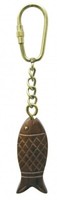 Maritimer SchlüSselanhäNger Fisch Ca. 13 Cm Holz Messing