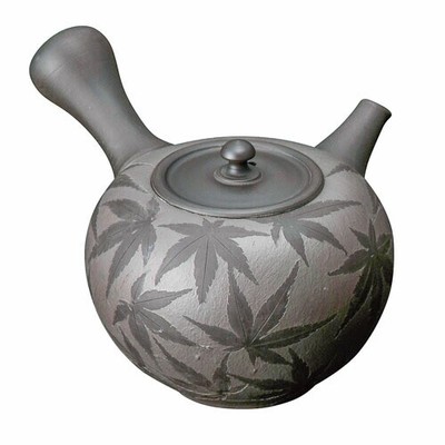 Tokoname Ware Teapot 3-561 Aomine No. 15 Black Round Maple 270Ml Thin Sasame Mas