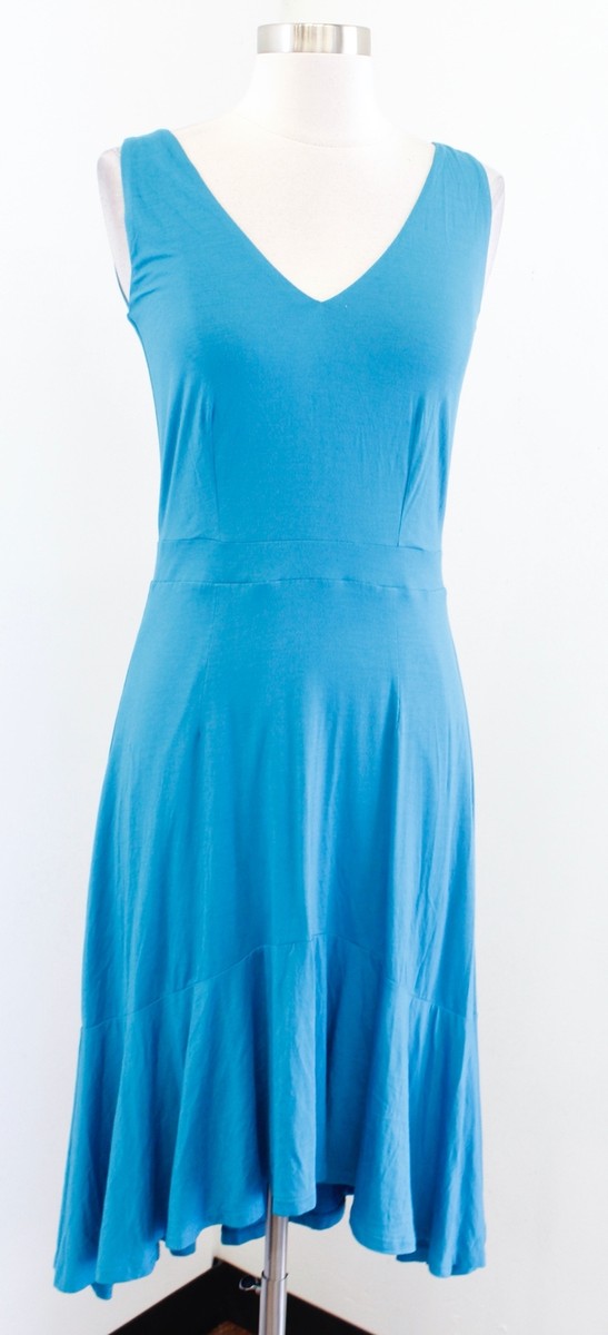boden elisa jersey dress NWT Teal Blue Hi Lo Flounce Midi Size US 2P V Neck House of Bow