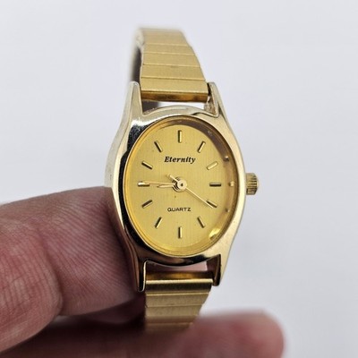Eternity Women's Watch 18MM Gold Dial Gold Expandable Band 5.5'' NEW Battery