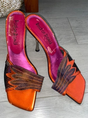1990s Vintage RED OR DEAD Heels Size UK 6 EU 39 Shoes High Stiletto Open Toe - Image 1 of 4