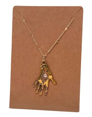 Gold Hamsa Hand Evil Eye Protection Necklace
