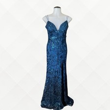 Speechless Teal Sequin Lace-Up Back Gown • Size 1• WDS-100019