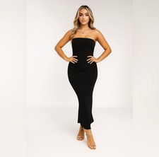 Club L London Slinky Bandeau Maxi Dress with Split in Back/Size 6