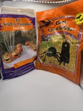 Lot Vintage  SunHill Stuff-A- Pumpkin Leaf Bags 30” x 24” & Stuff A Spider