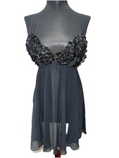Victoria s Secret Vintage Y2K Babydoll Intimates Black Ruffled Ribbon Bust Large
