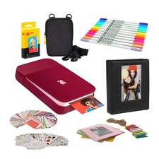 Kodak Smile Instant Printer Red Gift Bundle w/ Zink Paper Case Markers