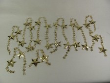SET OF 9 GOLD STAR DANGLERS CHRISTMAS ORNAMENTS PLASTIC 12