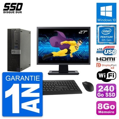PC Dell Optiplex 5040 SFF Bildschirm 27 '' G4400 RAM 8Go SSD 240Go HDMI Windows
