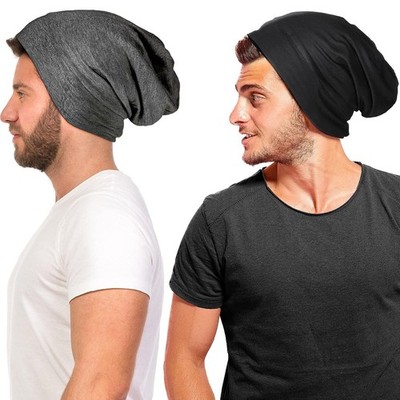 2 Pieces Hair Bonnet for Men Silk Satin Sleep Cap Cover Night Sleeping Beanie