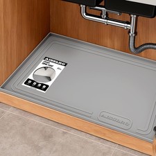 Under Sink Mat 34" X 22", Waterproof Silicone Cabinet Protector with Raised Edge