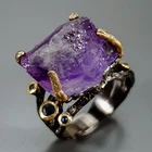 Handmade 14 ct+ Natural Amethyst Ring 925 Sterling Silver Size 7 /R439714