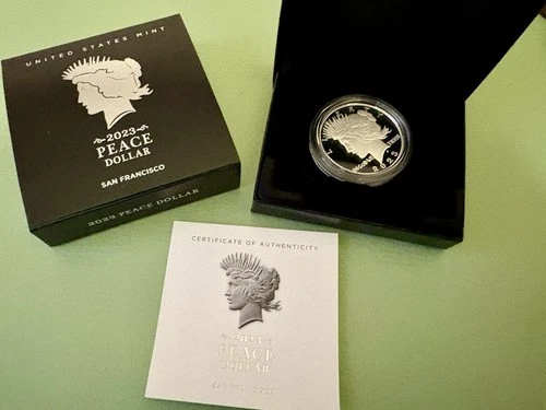 2023-S PEACE Silver Dollar $1 US Mint Proof Coin .999 Box & COA NEW 23XL