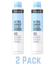 2 Pack Neutrogina Ultra Sheer Body Mist Sunscreen Spray, SPF 45 UV 2 Pack