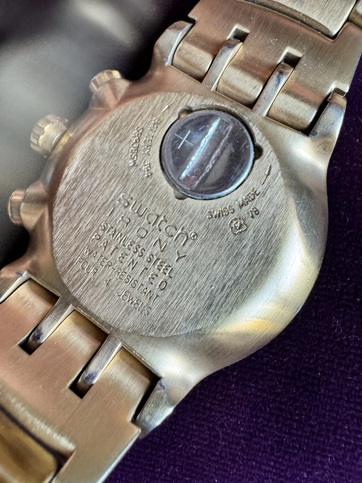 SWATCH WATCH YOG100G THE GOLDEN CHEST IRONY CHRONOGRAPH 2007 NOT WORKING RARE — 第 4/4 张图片