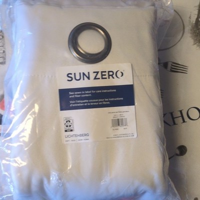 Sun Zero Lichtenberg White Curtain Panels 40 x 84 in Grommet Solid Pattern
