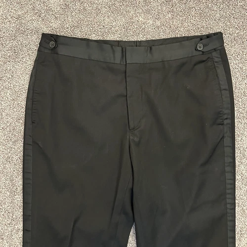 H&M Men's Slim Fit Side Stripes Chino Dress Black Pants Adjustable Size 36 R - Picture 3 of 17